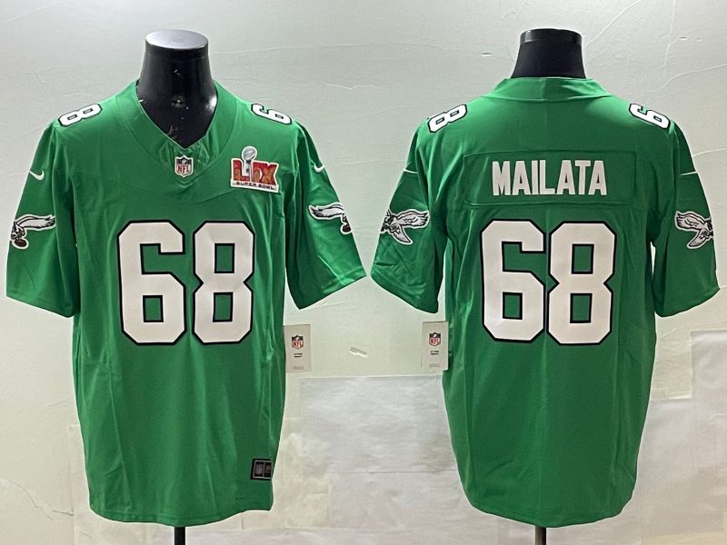 Men Philadelphia Eagles #68 Mailata Green three generations 2025 Nike Vapor Limited NFL Jersey style 2